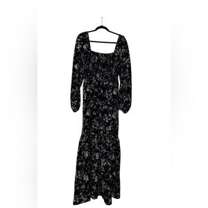 Pink Lily Black and White Floral Long Sleeve Maxi Dress